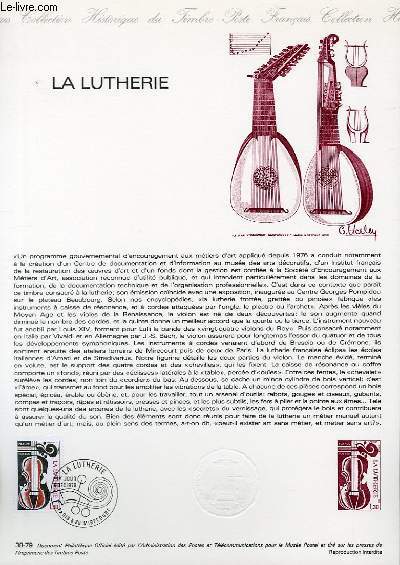DOCUMENT PHILATELIQUE OFFICIEL N38-79 - LA LUTHERIE (N2072 YVERT ET TELLIER)