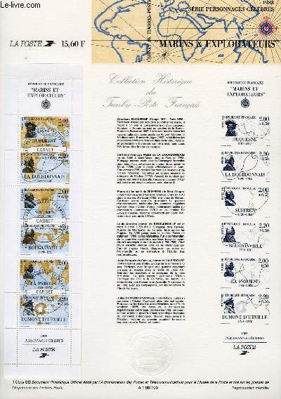 DOCUMENT PHILATELIQUE OFFICIEL N10BIS-88 - COLLECTION HISTORIQUE DU TIMBRE POSTE FRANCAIS - PERSONNAGES CELEBRES  (N2523 YVERT ET TELLIER)