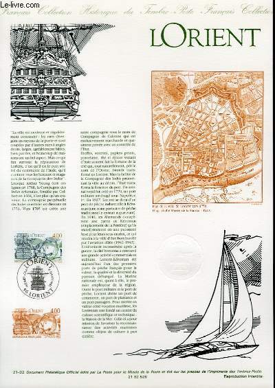 DOCUMENT PHILATELIQUE OFFICIEL N21-92 - LORIENT (N2765 YVERT ET TELLIER)