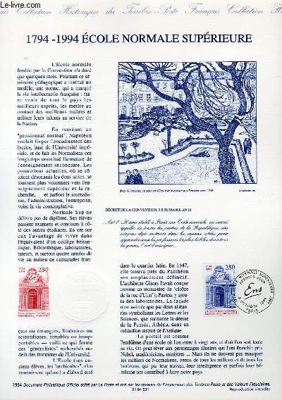 DOCUMENT PHILATELIQUE OFFICIEL - 1794-1994 ECOLE NORMALE SUPERIEURE (N2907 YVERT ET TELLIER)