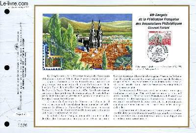 FEUILLET ARTISTIQUE PHILATELIQUE - CEF - N 1266 - 69 CONGRES DE LA FEDERATION FRANCAISE DES ASSOCIATIONS PHILATELIQUES - CLERMONT-FERRAND
