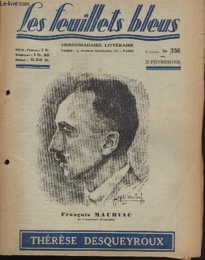 Thrse Desqueyroux suivi de Flammes de velours par MAURICE DERKOBRA.