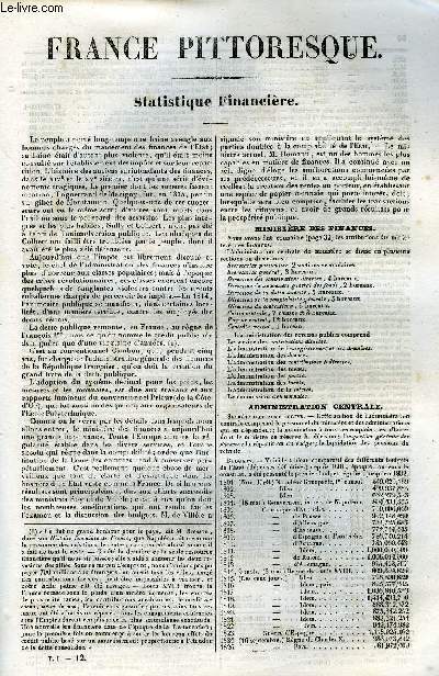 FRANCE PITTORESQUE TOME 1 - LIVRAISON N12, 13, 14 - STATISTIQUE FINANCIERE, AGRICOLE, ET MEDICALE