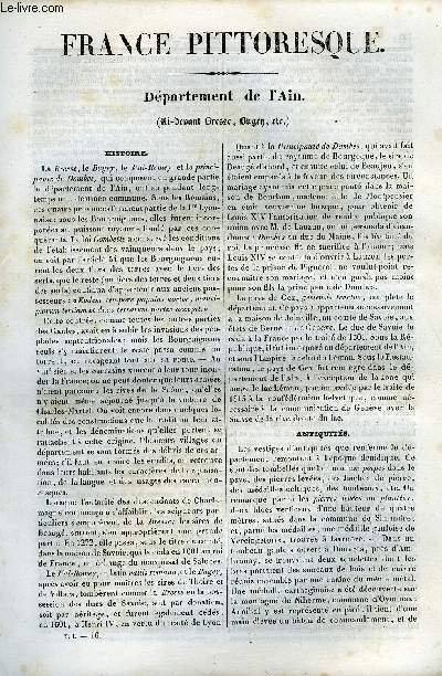 FRANCE PITTORESQUE TOME 1 - LIVRAISON N16 - DEPARTEMENT DE L'AIN