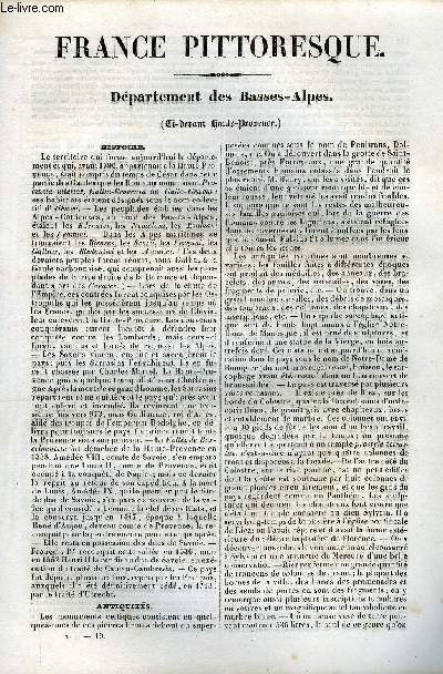 FRANCE PITTORESQUE TOME 1 - LIVRAISON N19 -  DEPARTEMENT DES BASSES-ALPES
