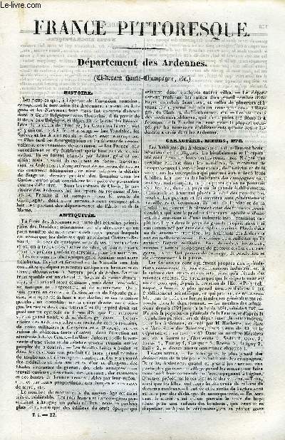 FRANCE PITTORESQUE TOME 1 - LIVRAISON N22 - DEPARTEMENT DES ARDENNES