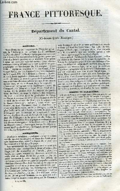 FRANCE PITTORESQUE TOME 1 - LIVRAISON N30 - DEPARTEMENT DU CANTAL