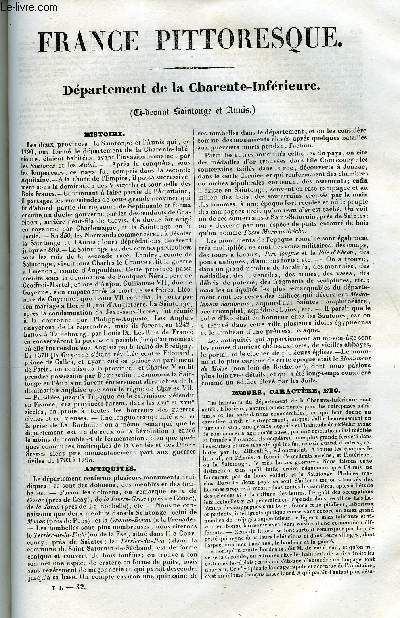 FRANCE PITTORESQUE TOME 1 - LIVRAISON N32 - DEPARTEMENT DE LA CHARENTE-INFERIEURE
