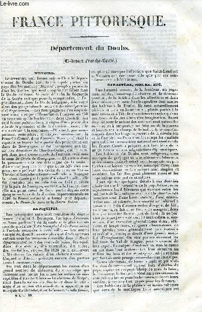 FRANCE PITTORESQUE TOME 1 - LIVRAISON N40 - DEPARTEMENT DU DOUBS