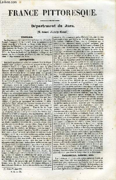 FRANCE PITTORESQUE TOME 2 - LIVRAISON N15 - DEPARTEMENT DU JURA