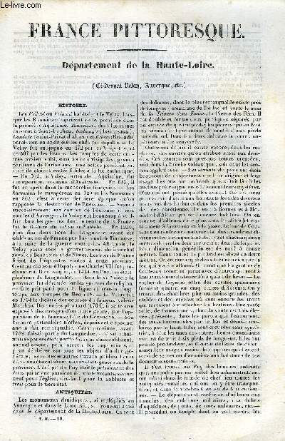 FRANCE PITTORESQUE TOME 2 - LIVRAISON N19 - DEPARTEMENT DE LA HAUTE-LOIRE