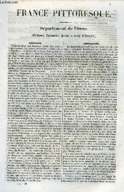 FRANCE PITTORESQUE TOME 2 - LIVRAISON N39 - DEPARTEMENT DE L'ORNE