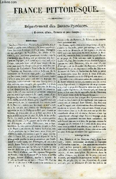 FRANCE PITTORESQUE TOME 3 - LIVRAISON N2 - DEPARTEMENT DES BASSES-PYRENEES