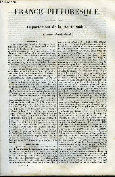 FRANCE PITTORESQUE TOME 3 - LIVRAISON N9 - DEPARTEMENT DE LA HAUTE-SAONE