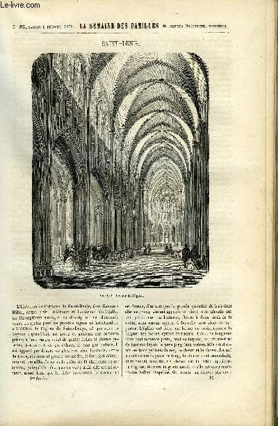 LA SEMAINE DES FAMILLES 1ERE ANNEE N 19 - SAINT-DENIS DE ALFRED NETTEMENT, UNE PARTIE DE CHASSE ET DE PHILOSOPHIE DE LOUIS VEUILLOT, A TRAVERS PARIS DE KARL, PIERRE QUI ROULE FELIX-HENRI,  LES TROIS LIS DE AUGUSTE LEPLAS