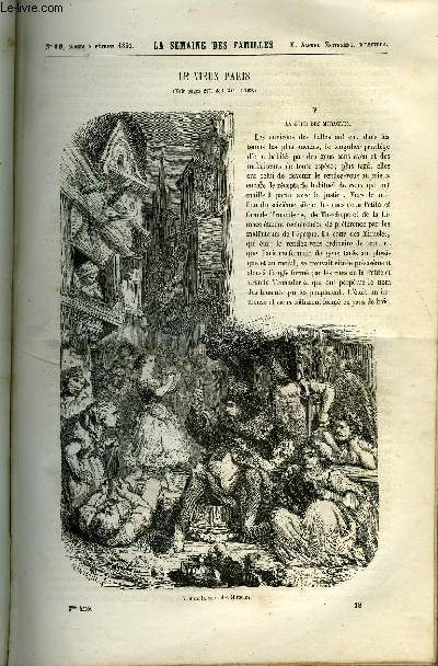 LA SEMAINE DES FAMILLES 3EME ANNEE N18 - LE VIEUX PARIS V DE GILBERT, UNE LETTRE DE MLLE DE TOURZEL, RECEPTION DU P. LACORDAIRE A L'ACADEMIE FRANCAISE DE ALFRED NETTEMENT, LA VIE EN FAMILLE XX DE ANNA EDIANEZ, PETITES VARIETES SCIENTIFIQUES DE POMPONIUS