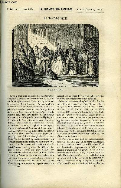 LA SEMAINE DES FAMILLES 7EME ANNEE N24 - LE MONT-DE-PIETE DE RENE, LE MAU-JAUNENS (FIN) DE ALFRED DES ESSARTS, LE BONHEUR DE AUGUSTE LE PAS, MACAO DE FELIX-HENRI, NOTRE-DAME DE PARIS (FIN) DE EDMOND GUERARD, LE PERE BISCUIT (FIN) DE EMILE RICHEBOURG