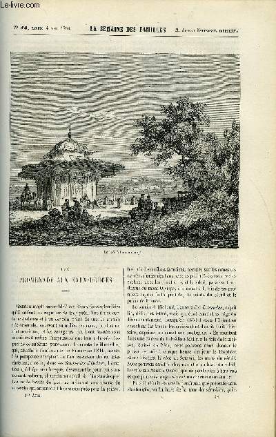 LA SEMAINE DES FAMILLES 8EME ANNEE N44 - UNE PROMENADE AUX EAUX-DOUCES DE FELIX-HENRI,  UN AMI VERITABLE VI DE EMILE RICHEBOURG, SOUVENIRS D'UN TOURISTE IV DE F.H. BARTHELEMY, LYON II DE C. DAMBUYANT, LETTRES A UNE MERE II DE ALFRED NETTEMENT