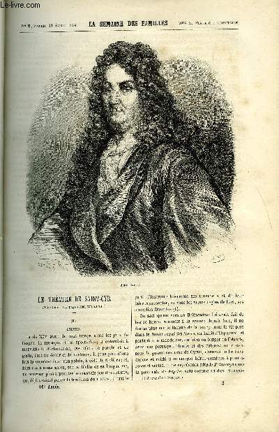 LA SEMAINE DES FAMILLES 16EME ANNEE N2 - LE THEATRE DE SAINT-CYR III DE ACHILLE TAPHANEL, LA POMME DE TERRE DE R. SAINT-VICTOR, A TRAVERS LES LIVRES DE LUCIEN DUBOIS, L'ESCLAVE DE LUXE II DE G. DE LA LANDELLE
