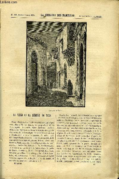 LA SEMAINE DES FAMILLES 36EME ANNEE N49 - LA VILLE ET LA REGENCE DE TUNIS DE E. VALVILLE, AUTOUR D'UN DRAME DE PIERRE D'ARLAY, SUR LES COTES DE BRETAGNE DE MARIUS SEPET, LE LAVAGE DE L'OR DE GABRIEL ARDANT, QUAND ON MONTE LA RUE DE LONGCHAMP DE YVES THAW