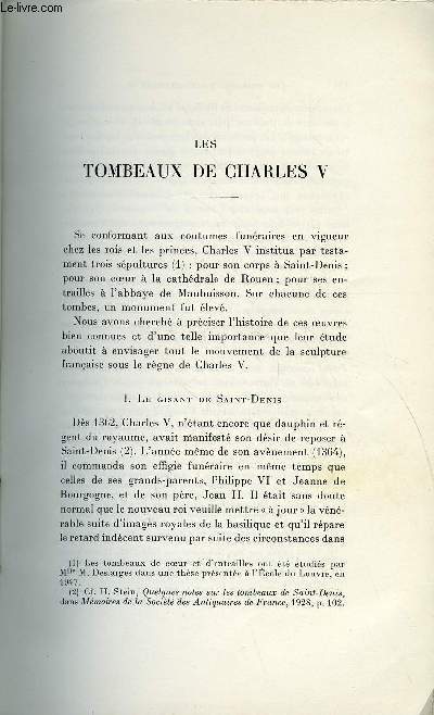 BULLETIN MONUMENTAL 109e VOLUME DE LA COLLECTION N3 - LES TOMBEAUX DE CHARLES V PAR PIERRE PRADEL