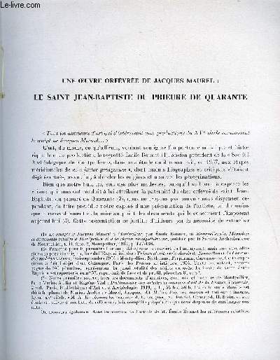 BULLETIN MONUMENTAL 114e VOLUME DE LA COLLECTION N3 - UNE OEUVRE ORFEVREE DE JACQUES MAUREL : LE SAINT JEAN-BAPTISTE DU PRIEURE DE QUARANTE PAR JEAN THUILE