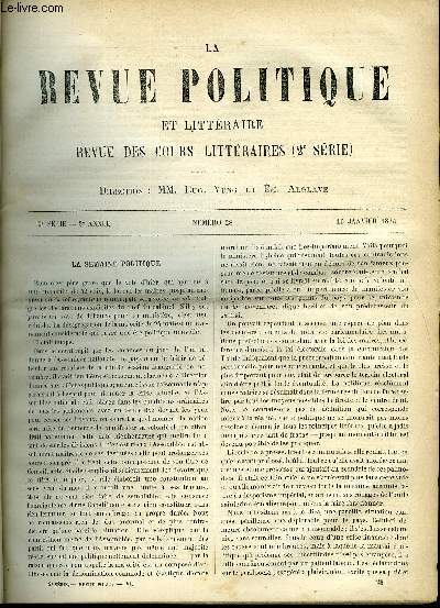 LA REVUE POLITIQUE ET LITTERAIRE 3e ANNEE - 2e SEMESTRE N28 - COURS DE M. VIDAL-LABLACHE - LE RELIEF DU SOL DE L'EUROPE CENTRALE, LE MASSIF DES ALPES, RELATIONS DE LA ROYAUTE AVEC L'ANCIENNE MAGISTRATURE - HENRI IV ET LA CHAMBRE DES COMPTES