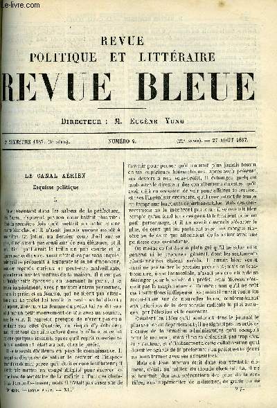 LA REVUE POLITIQUE ET LITTERAIRE 7e ANNEE - 2e SEMESTRE N9 - LE CANAL AERIEN PAR GASTON BERGERET, LA QUESTION DE L'ART POUR L'ART PAR PAUL STAPFER, LEGENDES JAPONAISES PAR L.Q.