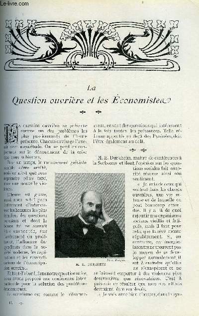 LE MONDE MODERNE TOME 24 - LA QUESTION OUVRIERE ET LES ECONOMISTES