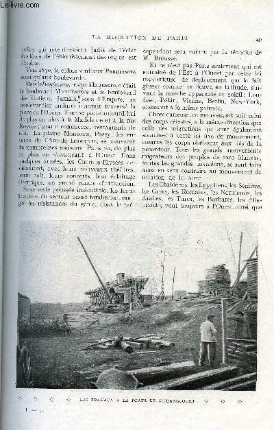 LE MONDE MODERNE TOME 25 - LA MIGRATION DE PARIS ET LA QUESTION DES FORTIFICATIONS