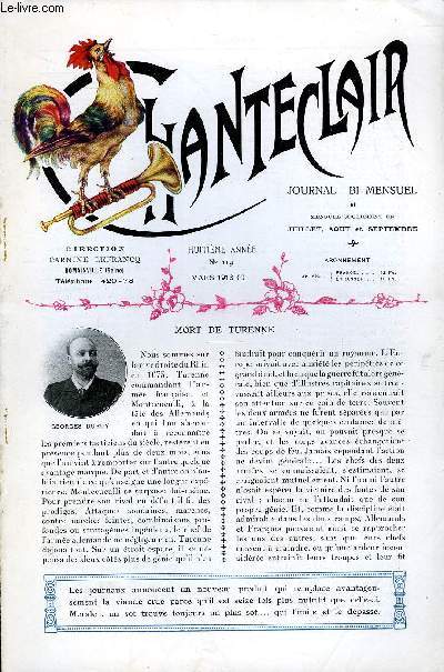 CHANTECLAIR N 119 - MORT DE TURENNE PAR GEORGES DURUY, LE DOCTEUR SCHWARTZ, BEAUMARCHAIS PAR J. BARBEY D'AUREVILLY, POEMES EN PROSE PAR JUDITH GAUTIER, LE FIL D'ARGENT PAR THEODORE BOTREL