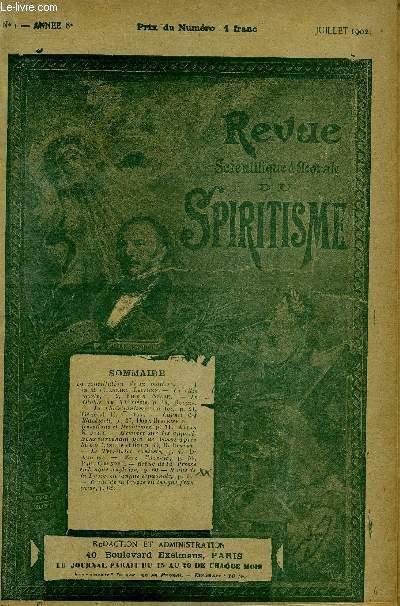 REVUE SCIENTIFIQUE ET MORALE DU SPIRITISME 8e ANNEE N1 - La constitution de la matire.. Gabriel Delanne. La Ville morte.  Firmin Ngre..Le Diable au XXe sicle.. Becker. Le Christianisme. Gnral Fix.Carnet des Blackwell.