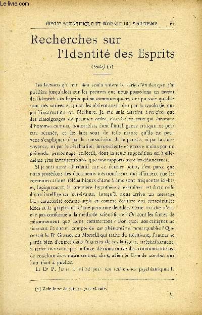 REVUE SCIENTIFIQUE ET MORALE DU SPIRITISME 14e ANNEE N2 - Recherches sur l'Identit des Esprits. G. DelanneLes Mystrieux tableaux d'Hlne Smith  X..Psychologie et Spiritisme. .  Henri CarrerasLa Bible dans l'histoire Gnral Nol.