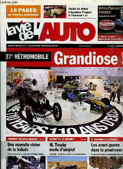 LA VIE DE L'AUTO N 1493 - Le 4L Trophy, Rtromobile, Rallye des neiges, Hivernale classique, Croisire blanche historic, Salon de Nimes, European Motor Show Brussels, La 4 CV au Japon, Marc Berthon, La boite de vitesses
