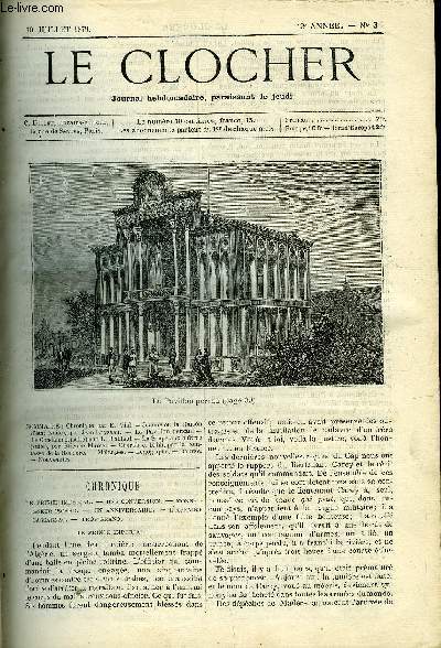 LE CLOCHER N 3 - Jeanne ou la raison d'tat (suite) par Jean Loyseau, Le pavillon persan, Le condamn (suite) par L. Bailleul, La soupe aux huitres (suite) par Etienne Marcel, Chareb-el-Rihh par la comtesse de la Rochre