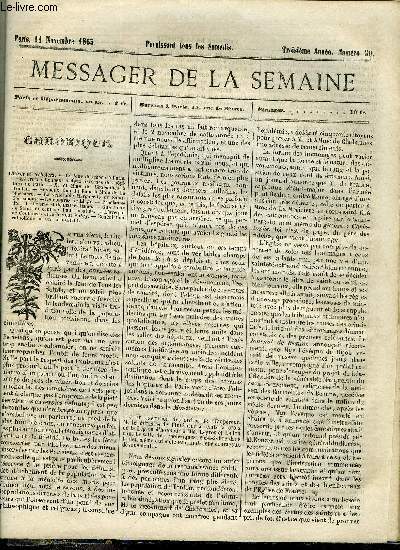 LE MESSAGER DE LA SEMAINE N 50 - Les mtaux par Cham, Les hosties crucifies par Raoul de Navery, Etude de moeurs, un procs curieux par V.F., Agriculture - histoire d'une ferme normande (suite) par le baron de Montreuil