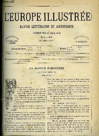 L'EUROPE ILLUSTREE N 8 - Un buveur d'absinthe (suite et fin) par Alfred des Essarts, L'alme par Amde Blondeau, Le sel par Louis Figuier, L'ours, Physionomies parisiennes par H. Demare