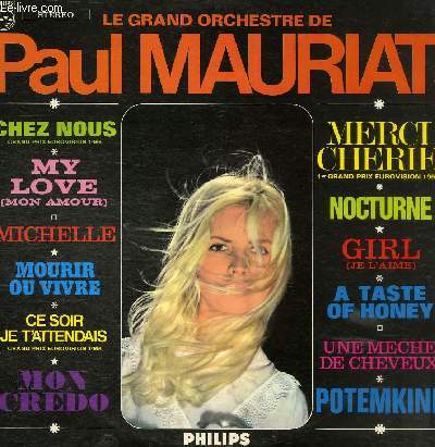 DISQUE VINYLE 33T POTEMKINE, MICHELLE, CHEZ NOUS, GIRL, MOURIR OU VIVRE, NOCTURNE, MY LOVE, MERCI CHERIE, CE SOIR JE T'ATTENDAIS, UNE MECHE DE CHEVEUX, A TASTE OF HONEY, MON CREDO.