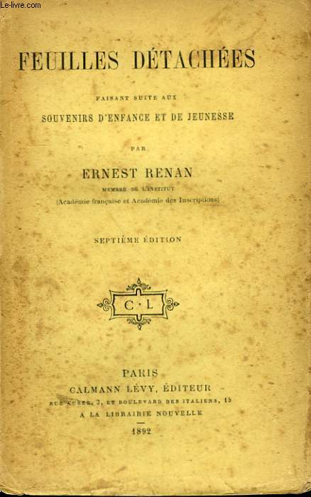 FEUILLES DETACHEES FAISANT SUITE AUX SOUVENIRS D'ENFANCE ET DE JEUNESSE.