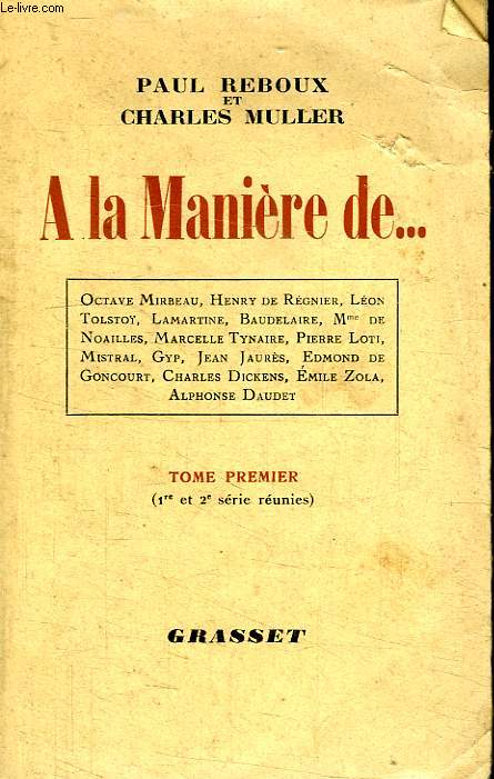 A LA MANIERE DE...TOME PREMIER.