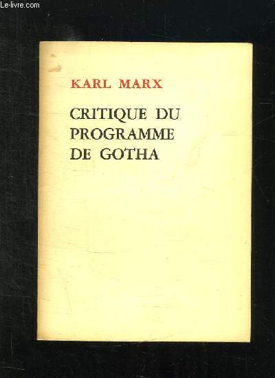 CRITIQUE DU PROGRAMME DE GOTHA.