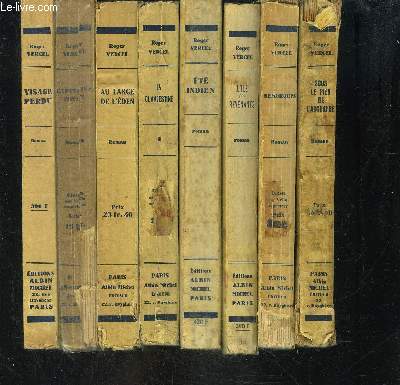 1 LOT DE 8 LIVRES DIFFERENTS DE ROGER VERCEL: VISAGE PERDU- CAPITAINE CONAN- AU LARGE DE L EDEN- LA CLANDESTINE- ETE INDIEN- L ILE DES REVENANTS- REMORQUES- SOUS LE PIED DE L ARCHANGE.