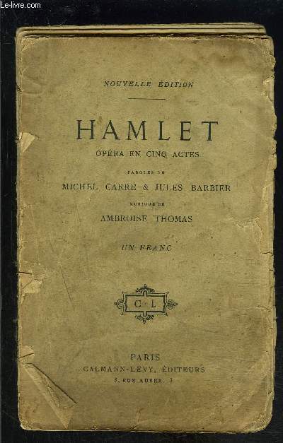 HAMLET OPERA EN CINQ ACTES / VENDU EN L ETAT