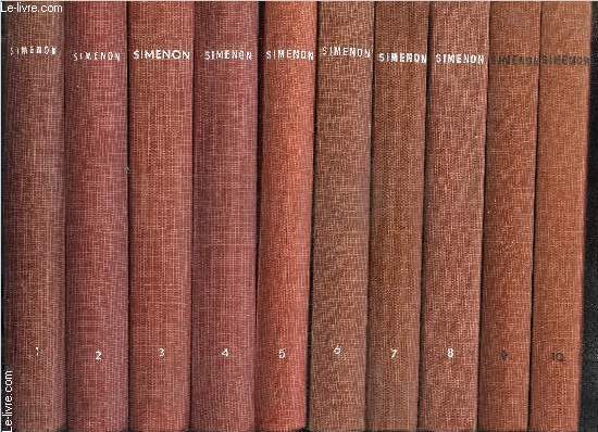 BIBLIOTHEQUE SIMENON: 10 TOMES EN 10 VOLUMES- T.1: L OMBRE CHINOISE- LA NUIT DU CARREFOUR- LA GUINGUETTE A DEUX SOUS / T.2: LE CHARRETIER DE LA PROVIDENCE- PIETR LE LETTON- AU RENDEZ VOUS DES TERRE NEUVAS / T.3: M. GALLET DECEDE- UN CRIME EN HOLLANDE- ...