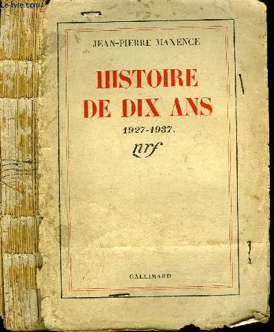 HISTOIRE DE DIX ANS 1927-1937
