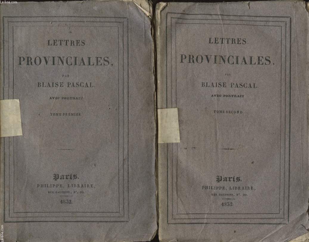 LETTRES PROVINCIALES EN 2 TOMES