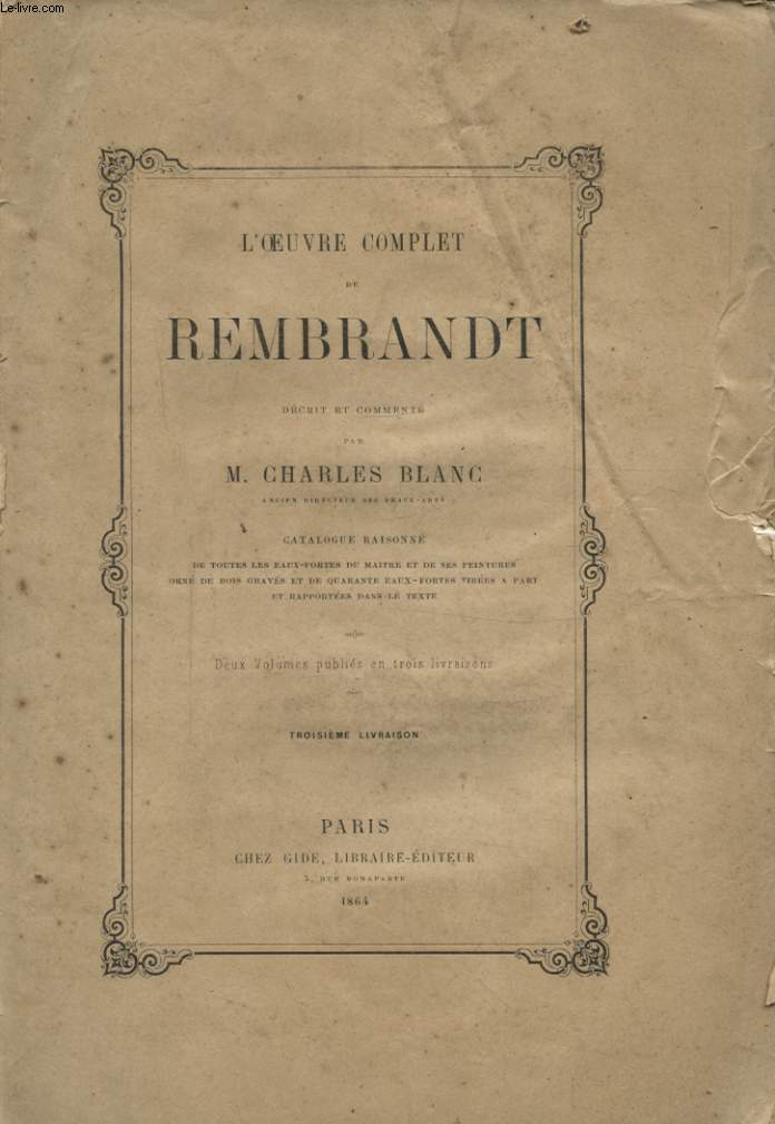 L OEUVRE COMPLET DE REMBRANDT TROISIEME LIVRAISON
