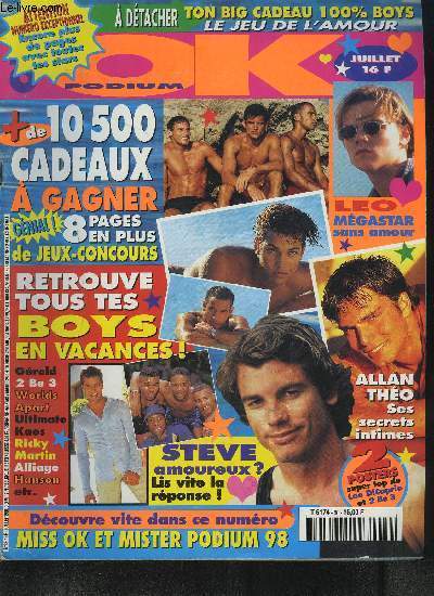 OK PODIUM - N88 - JUILLET 1998 - Allan tho, ses secrets intimes, Steve amoureux? Ricky Martin, Alliage, Hanson, 2be3...