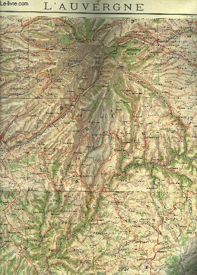 1 CARTE dpliante en couleurs: L AUVERGNE- CARTE OFFICIELLE DU SERVICE GEOGRAPHIQUE DE L ARMEE-1/200.000 - DE DIMENSION 97x61cm environ