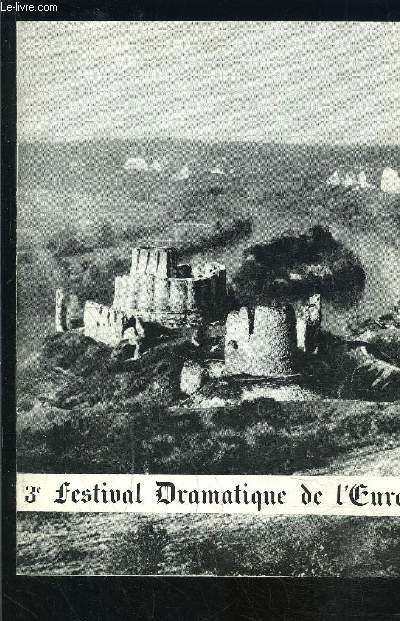 1 PROGRAMME DE THEATRE: HAMLET - 3e Festival Dramatique de l'Eure- avec en distribution: Galland- Rozan- Tristani- Outin- Juillard- Sabatier- Valre Simone- Desailly Jean dans le rle d'Hamlet....